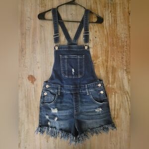 Denim Distressed Overalls